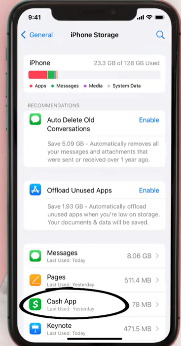 Find Cash App: Scroll down to find the Cash App in the list of apps.
